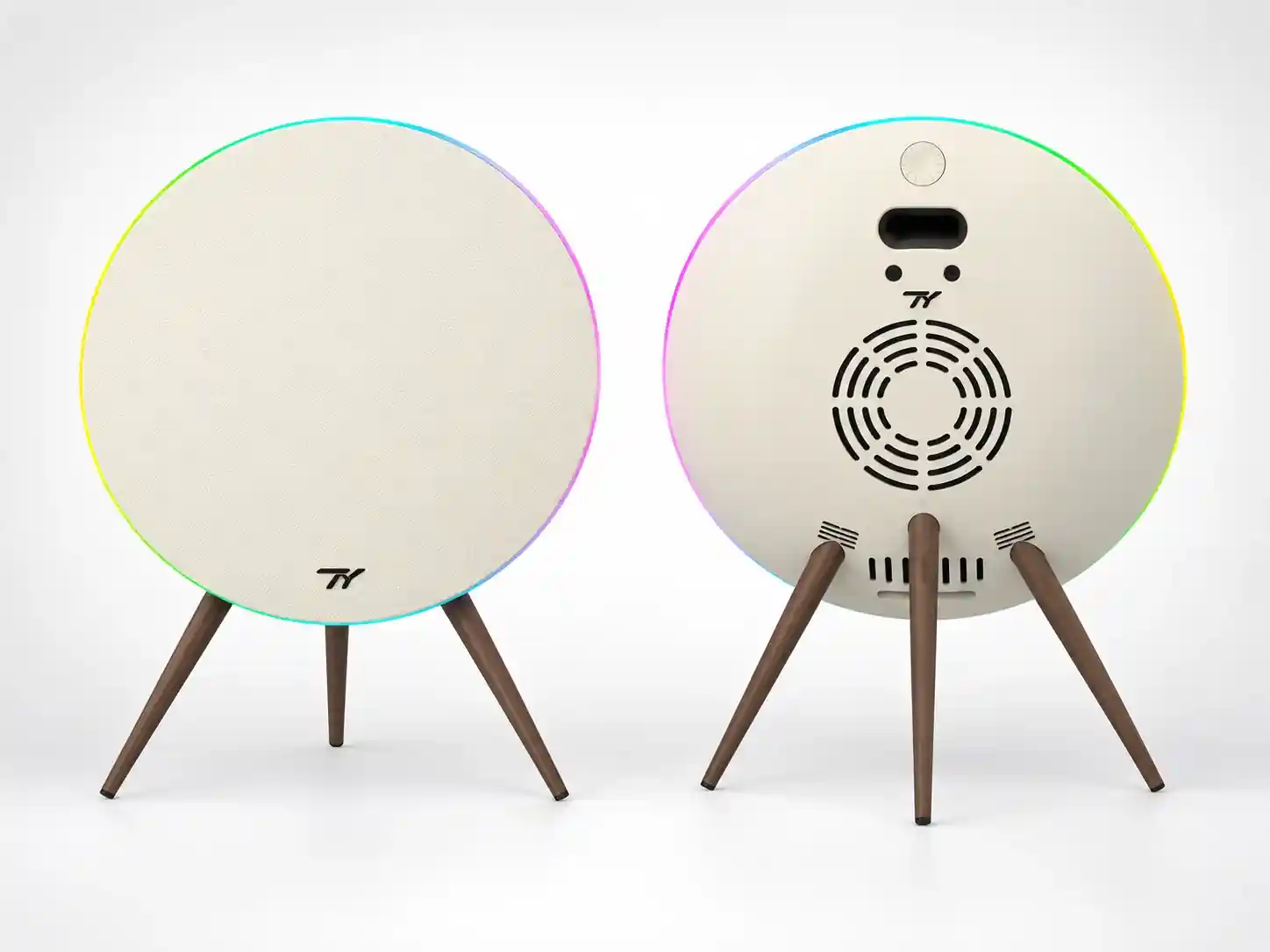 Real ivory record-style speaker exterior; colour-customization eligibility requires confirmation
